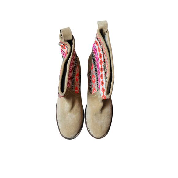 NEW Z&L Bohemian Leather Suede Aztec Print Boots in Brown Leather Upper and Sole - Picture 2 of 8